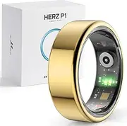 Herz P1 Smart Ring for Women & Men - (Size 12) 24/7 Health Metrics Fitness Ring, Tracks 20+ Biometrics, 6 Day Battery Life, Waterproof Stainless Steel, Free APP for iOS Android, No Subscription