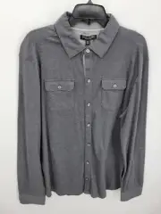 Banana Republic Shirt Mens XL Heather Gray Luxury Touch Stretch Button Up Pocket