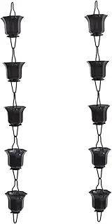 2 Pcs Elegant Japanese Rain Chain Lotus Design Aluminum Alloy Downspout Accessory Easy to Clean Garden Art