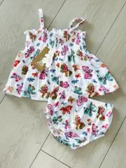 ANGEL DEAR Organic Cotton 18-24 Mo Sundress Top & Bloomer 2 Pc Set Butterfly NWT