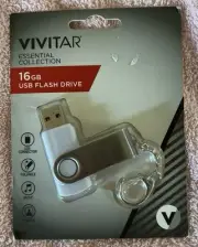 Vivitar Essential Collection 16GB USB Flash Drive with Clip New in Pack White