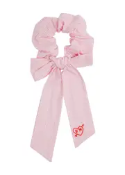 Damson Madder Logo Striped Cotton Scrunchie - Pink ONE SIZE