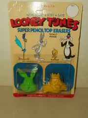 LOONEY TUNES Pencil Top Erasers BUGGS BUNNY & SYLVESTER 1983 Diener USA Nos
