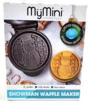 Snowman Design Waffle Maker My Mini Limited Edition Nostalgia ~ Factory Sealed