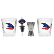 Adelaide Crows AFL Set of 2 Spirit Glasses Jigger and Pourer Gift Pack Man Cave
