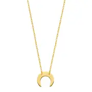 14K Yellow Gold Mini Crescent Moon Pendant Necklace, 16" To 18" Adjustable