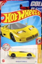 Hot Wheels 2022 Yellow '94 Bugatti EB110 SS #65, Hot Wheels Turbo 5/10