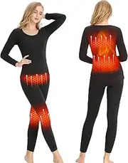 [Sun Will] Winter Electric Thermal Underwear Set Knee Pads Waist for Women Outdoor Sports