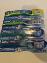 Quantum 1990s Toothbrush SET 4 Soft NOS Ergo Soft NEW Silhouette Soft Flex