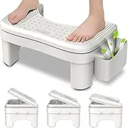 Non-Slip Toilet Stool Squat, Portable Plastic Potty Stool, Height Adjustable Poop Stool, Toilet Stool Poop Stool with Storage Box, Pooping Stool for Kids Adults (White, 40 * 24 * 17 CM) ﻿