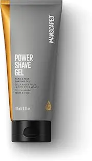 MANSCAPED® Power Shave Gel, Men's Soothing Head & Face Shaving Gel, with Witch Hazel & Gentle Liquid Exfoliants to Help Defend Against Irritation, Ingrown Hairs & Razor Bumps, 6 fl oz