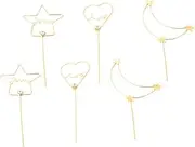 CAXUSD 6Pcs Rhinestone Cake Picks Creative Moon Star Heart Shape Cake Toppers for Birthday Party Decorations Safe Insert Topper