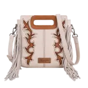 Wrangler Ladies Top Handle Boot Scroll Beige Fringe Tote/Crossbody WG193-2003BG
