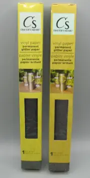 2 Crafter's Square Dark Gray Vinyl Permanent Glitter Paper 12in X 48in Each Roll