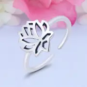 8mm Lotus Band 925 Sterling Silver Toe Ring Thin Adjustable Toe Ring