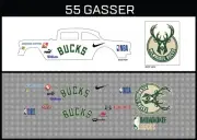 HotWheels(1/64),55Gasser "Milwaukee Bucks" Waterslide, Printed WhiteFirst,Decals