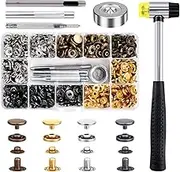 Abizarch 120 Set Snap Fasteners Kit 12.5mm Metal Button Snaps Press Studs with 4 Setter Tools 1 Hammer 4 Color Clothing Snaps Button for Bags Jeans Jackets Bracelets Clothes Fabric Leather Craft ZHAZH