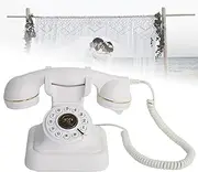 Audio Guest Book Wedding Phone,Vintage Style Audio Guest Book Phone,Telephone Book Wedding Sound Guestbook Function Decorative Retro Landline,for Wedding, Bridal Shower,Birthday Party(White)