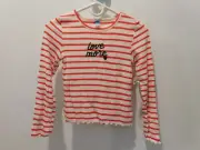 Old Navy White and Red Long Sleeve Top - Love More, Girl's Size XL 14-16 NWT