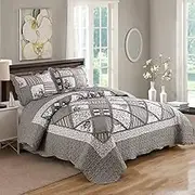 King and Super King Size Bed Luxury Chic Patchwork Quilt Coverlet Bedspread Set Comforter 250x270cm 34#