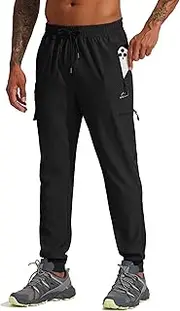 [WILLIT] Men's Hiking Cargo Travel Pants Lightweight Quick Dry Running Joggers Athletic Outdoor Pants with Zipper Pockets
