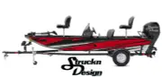 Boat Wrap Red White Black Vinyl Graphic Decal Kit Fish Fishing Abstract Zig-Zag