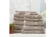 14pc Renee Taylor Stella Bath Towel Mat Set Soft Bamboo Cotton 650 GSM Pewter