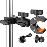 Super Clamp Double Camera Clamp, Crab Plier Clip Bracket Mount Monitor 360° Magic Arm Double Ball Head Adapter with 1/4"-20 for Photo Studio Light Stand/Umbrella Clamp/Motorcycle/Tripod/Cross Bars