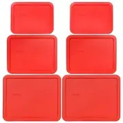Pyrex 7212-PC 7211-PC 7210-PC Red Storage Container Lid 6PK New for Glass Dish