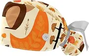 [YTYVAGT] 2-Pc,Gourd-Shaped Working Cap,Fisherman Hat with Buttons and Cotton Sweatband,Animal Pattern Forest Cartoon