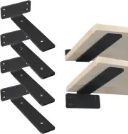 4 Pack Floating Shelf Bracket 10 Inch, Hidden Invisible Black Metal L Brackets