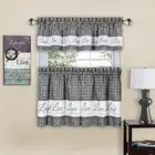 Live Love Laugh Window Curtain Tier Pair One valance Light Filtering Washable