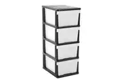 Boxsweden 103cm Mega 4 Standing Storage Drawer Plastic Cabinet Container BK/WT
