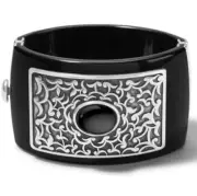 NWTag Brighton ANTIQUITY Black Two Tone Hinged Bangle Bracelet Wide MSRP $128