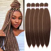 BEFUNNY Braiding Hair,24 Inch 5 Packs 30# Pre Stretched Braiding Hair,Prestretched Hair For Braiding Black Women Hair,Professional Yaki Synthetic Hair Extension(5pcs,30#)