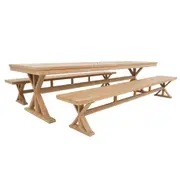 Darlington Outdoor 2.5m Teak Timber Dining Set with Benches - Outdoor Teak Dining Settings
