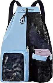 Swim Bag Mesh Drawstring Backpack with Wet Pocket - Lightweight Sports Backpack for Swimming, Gym, Beach & Workout Gear - Durable & Water-Resistant Design