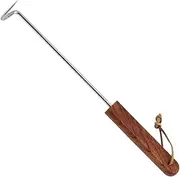 Meat Hook Flipper, Meat Flipper, Stainless Steel Pigtail Flipper Hook, Food Twister with Wooden Handle, Barbecue Accessories for Indoor Outdoor Use