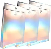 HAPINARY 3Pcs Document Packing Pouches with Tie Closure Lightweight and Portable File Bags for Organizing Papers Receipts and Items Holographic Design