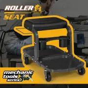 Black[TOOL TRAY+BOTTLE HOLDER]Rolling Garage Shop Work Stool Repair Creeper Seat