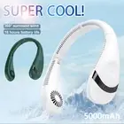 Rechargeable USB Neck Fan Neckband Leafless Cooling Cooler Dual Effect Portable