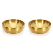 2pcs 7.3In Gold Stainless Steel Soup Bowl, 35OZ Walled Sashimi Dish,4378