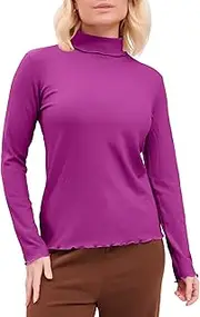 [Love My Fashions] Womens Polo Neck Jumper Tops Long Sleeve Ladies Ribbed Stretch Roll Turtle Neck Plain T-Shirt for Ladies