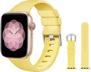 PROSRAT Replacement Band Compatible with Apple Watch Band Series SE/6/5/4/3/2/1,Soft Waterproof Strap Wristband for iWatch 38mm/40mm/42mm/44mm (Yellow, 42mm/44mm)