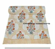 Indien Queen Floral Blanket Orange Hippie Summer Cotton Home D?cor Kantha Quilt