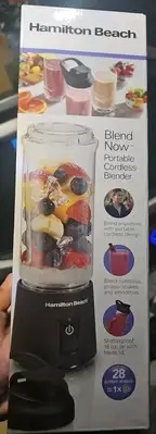 New Hamilton Beach Blend Now Portable Cordless Blender 16oz Black Model 51180J