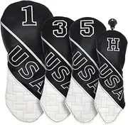 Perfeclan 4Pcs Golf Club Head Covers Headcovers Scratchproof Wear Resistant Long Neck Golf Training Supplies Protector Golfer Men Women