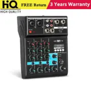 F-4A 4 Channel Mixing Console Small DJ Mixer Bluetooth Audio Mixer w/ Sound Card