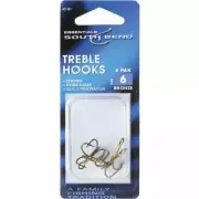 (12-4/pk)-SouthBend Size 6 Bronze Treble Fishing Hook, Fresh Water Fishing. JC21