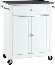 Crosley Furniture Compact Kitchen Island with Solid Black Granite Top, White